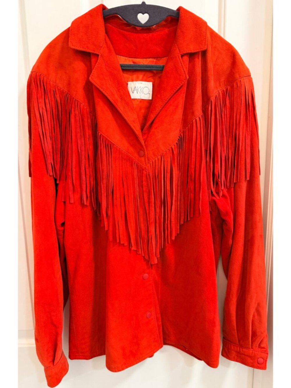 Vintage Vakko Red Suede Western Fringe Jacket — Estimated Medium